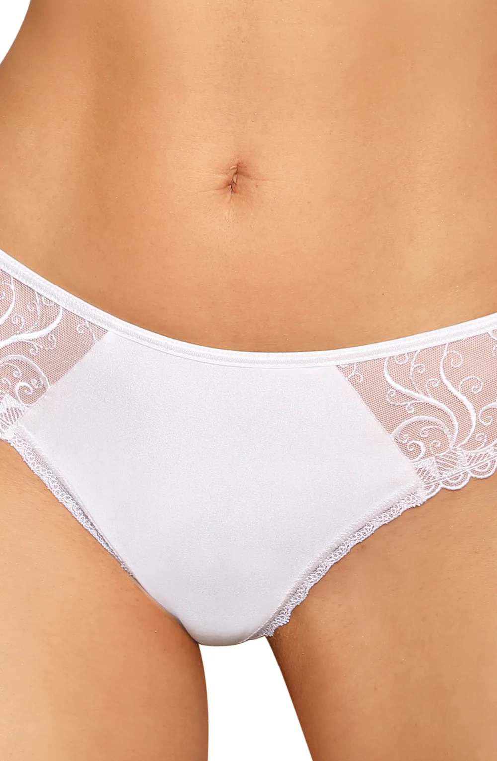 image of Roza Anuk White Embroidered Thong - Luxury and Comfort Combined