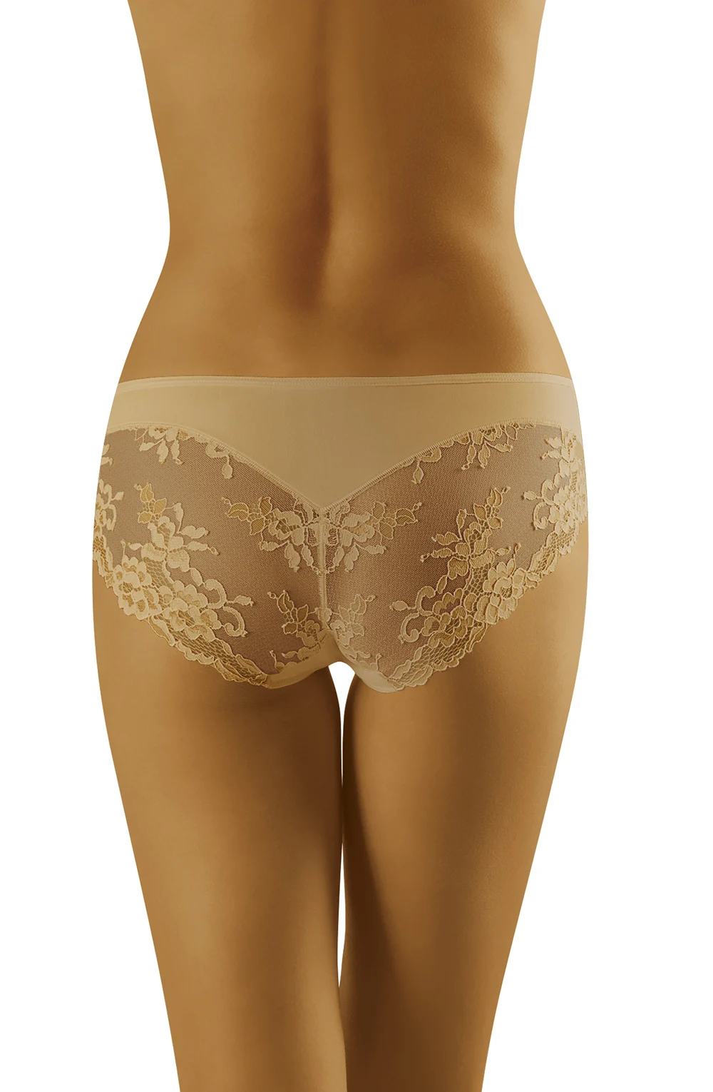 image 2 of Wolbar Aria Beige Brief - Floral Lace for Everyday Comfort