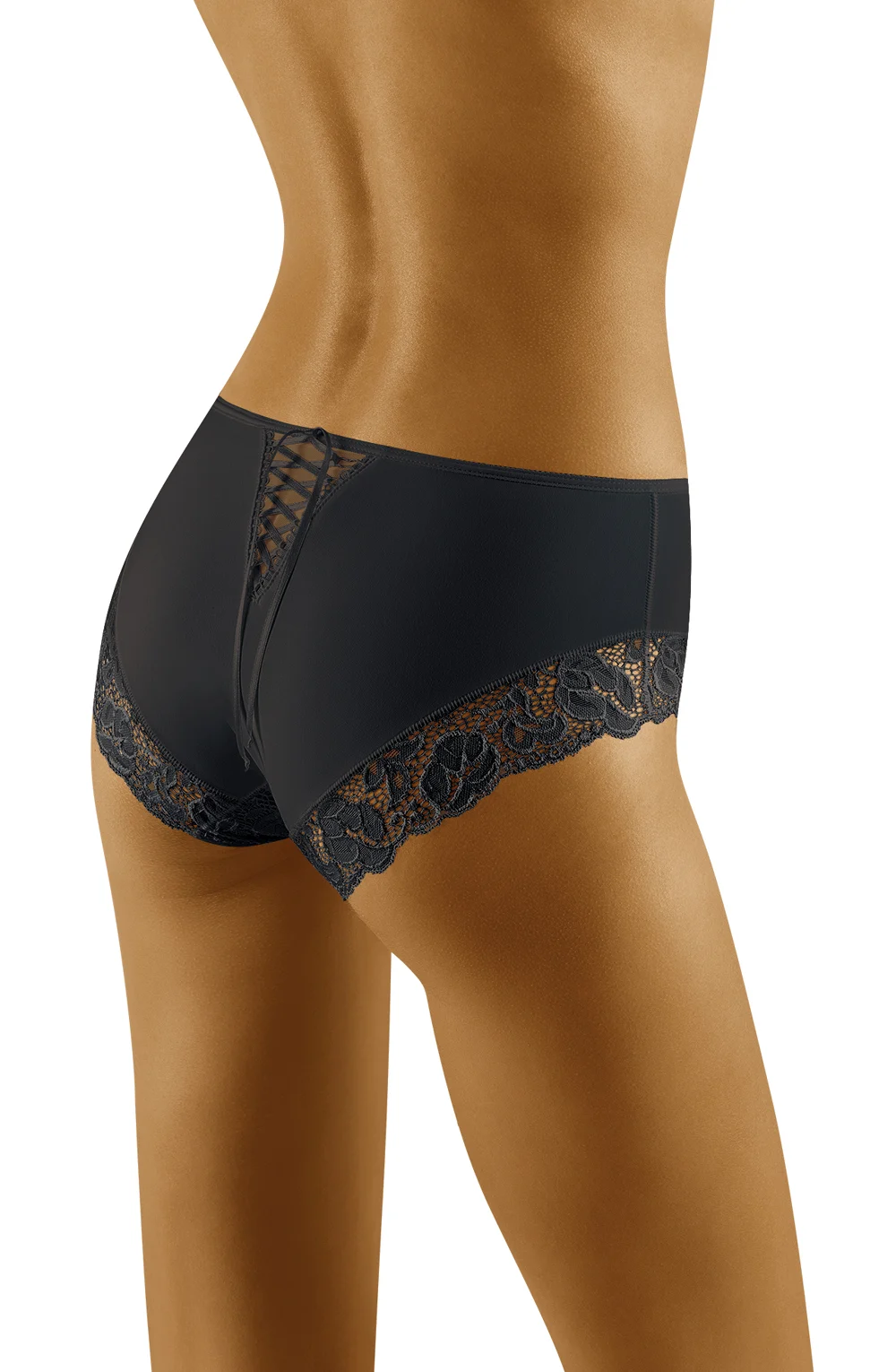 image 2 of Wolbar Briefs - Baha Black Lace-Up V-cut Thongs