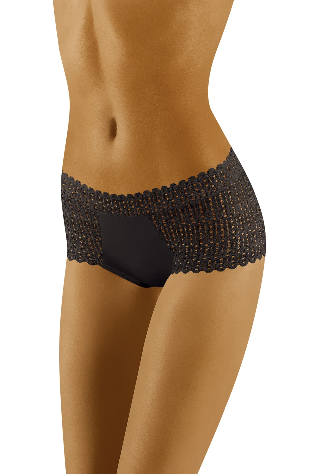 image of Wolbar Bari Black Brief - Striking All Over Design& Plain Panel