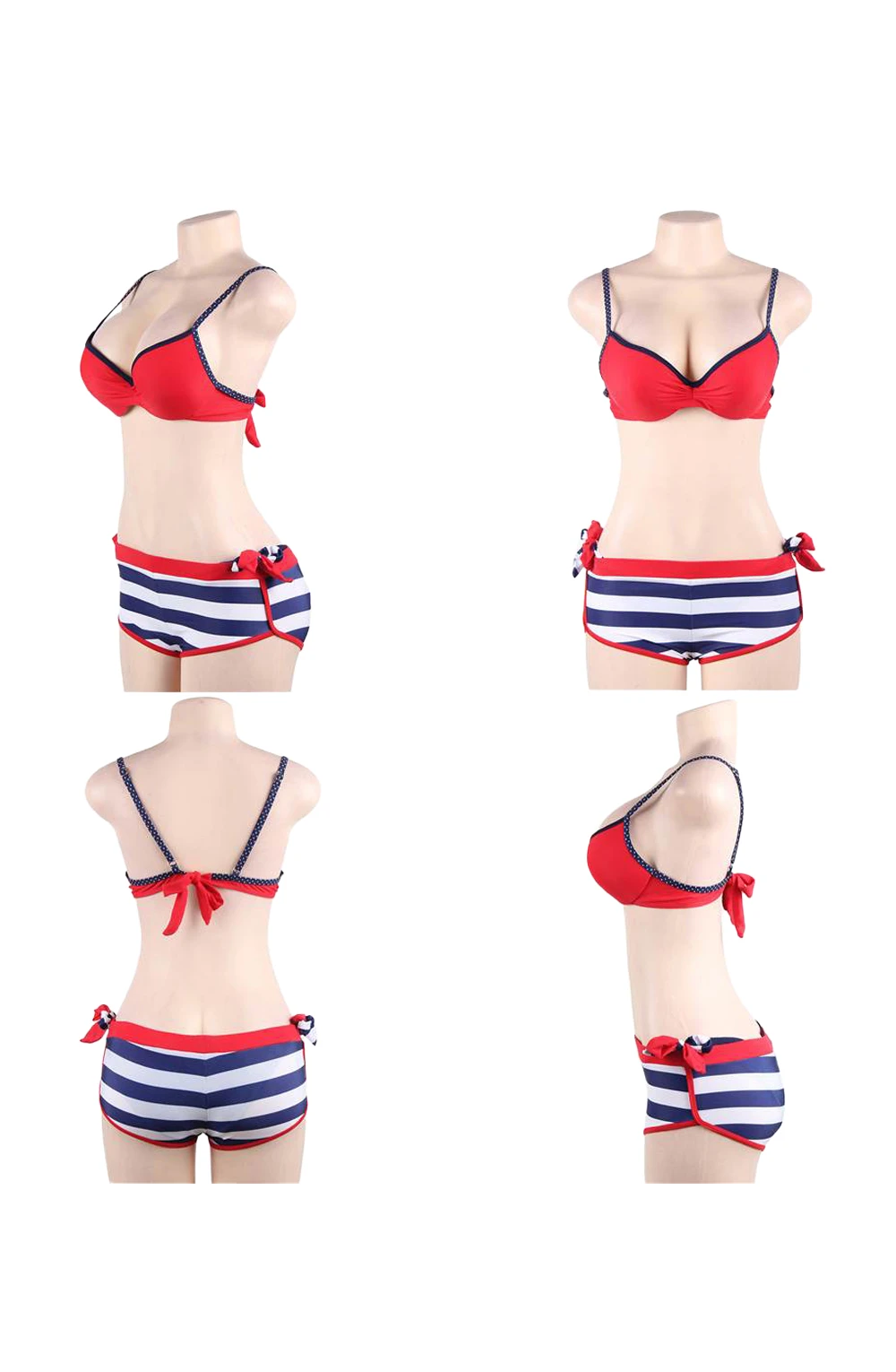 image 15 of YesX YX964 Red 3 Piece Bikini Set - Padded Cups - Underwire Support