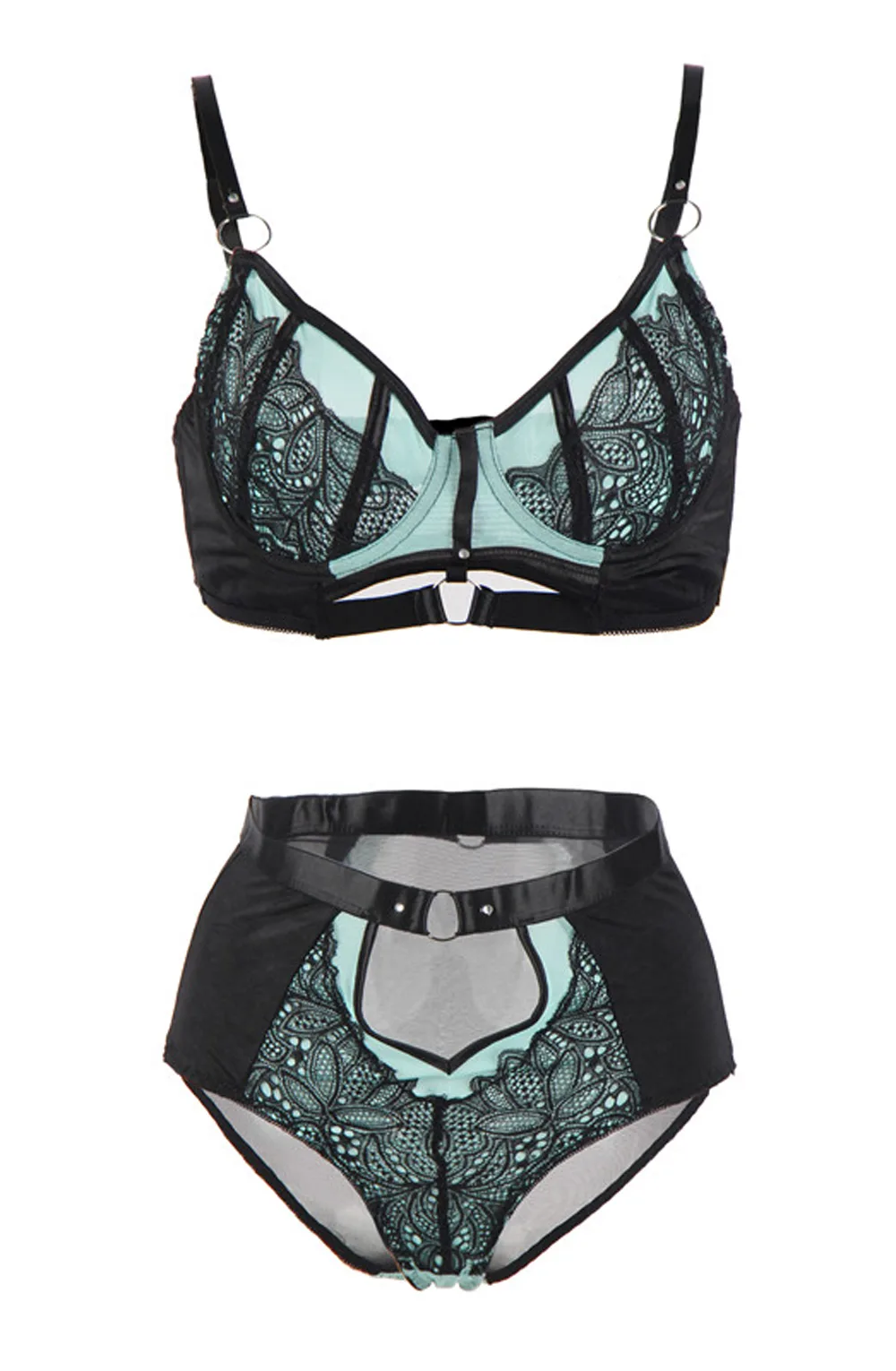 image 2 of YesX YX830 Blue Lace Bra and Brief Set - Sexy Lingerie for Women