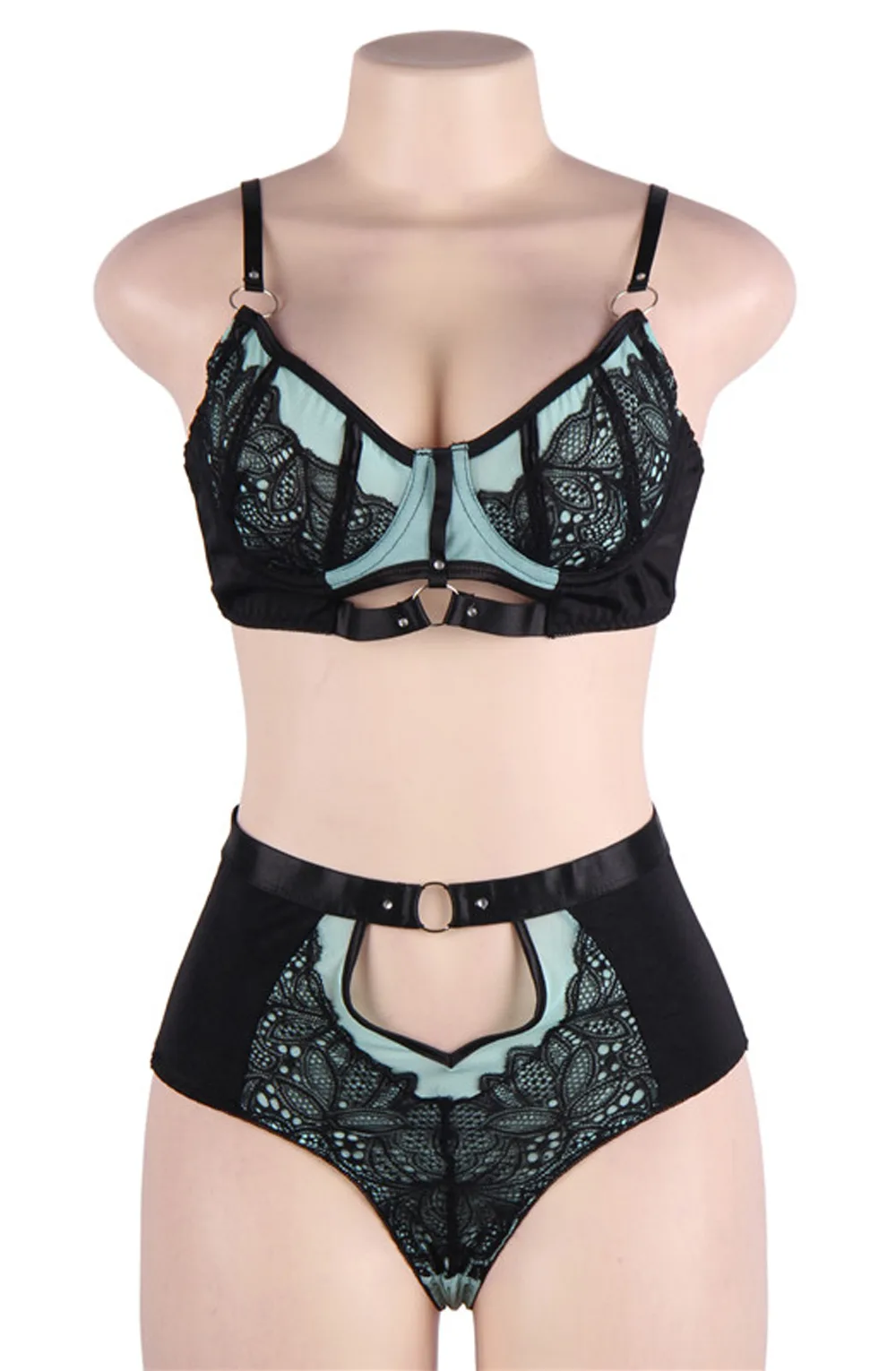image 3 of YesX YX830 Blue Lace Bra and Brief Set - Sexy Lingerie for Women