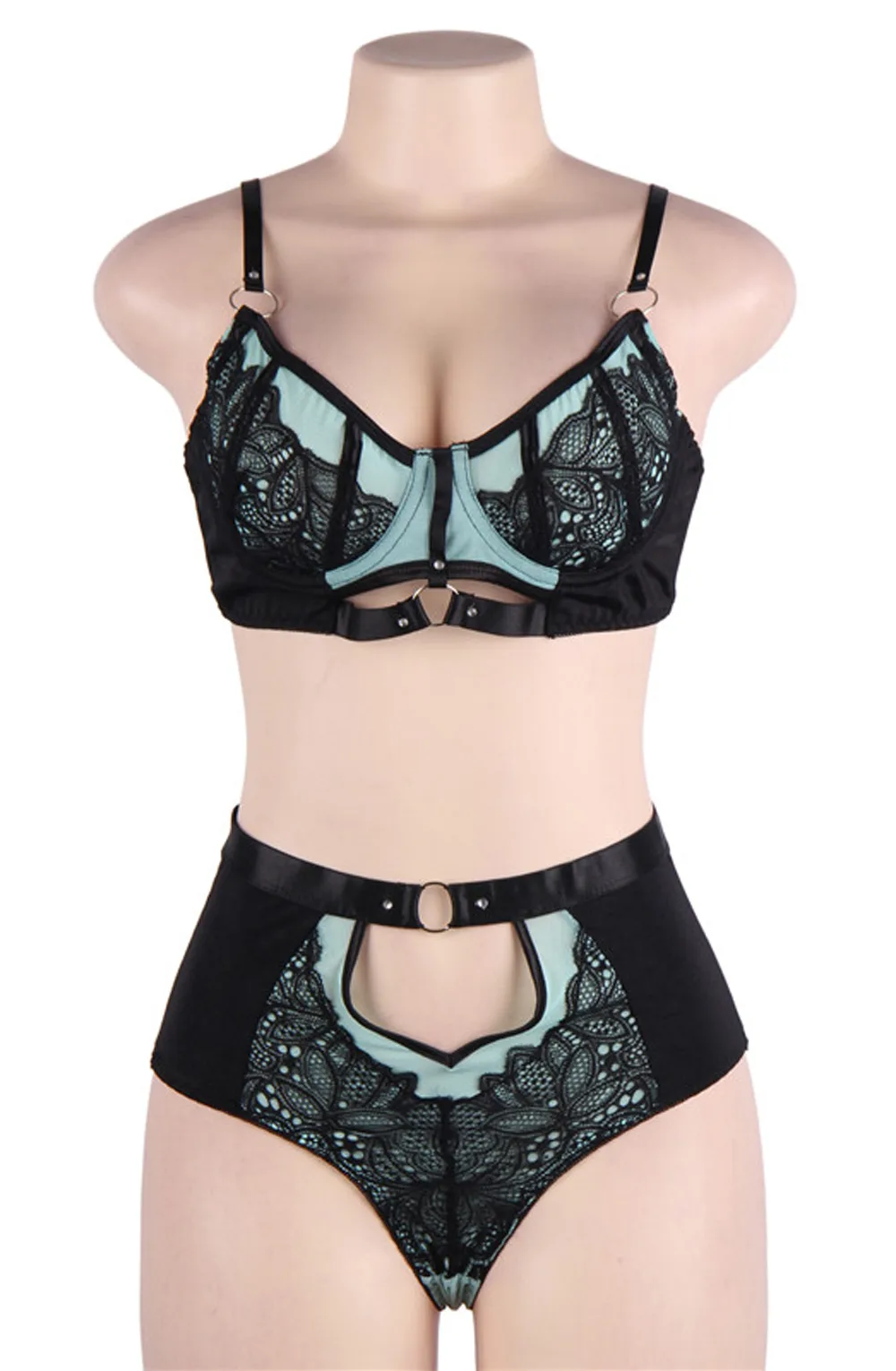 image 9 of YesX YX830Q Blue Lace Bra Set - Plus Size