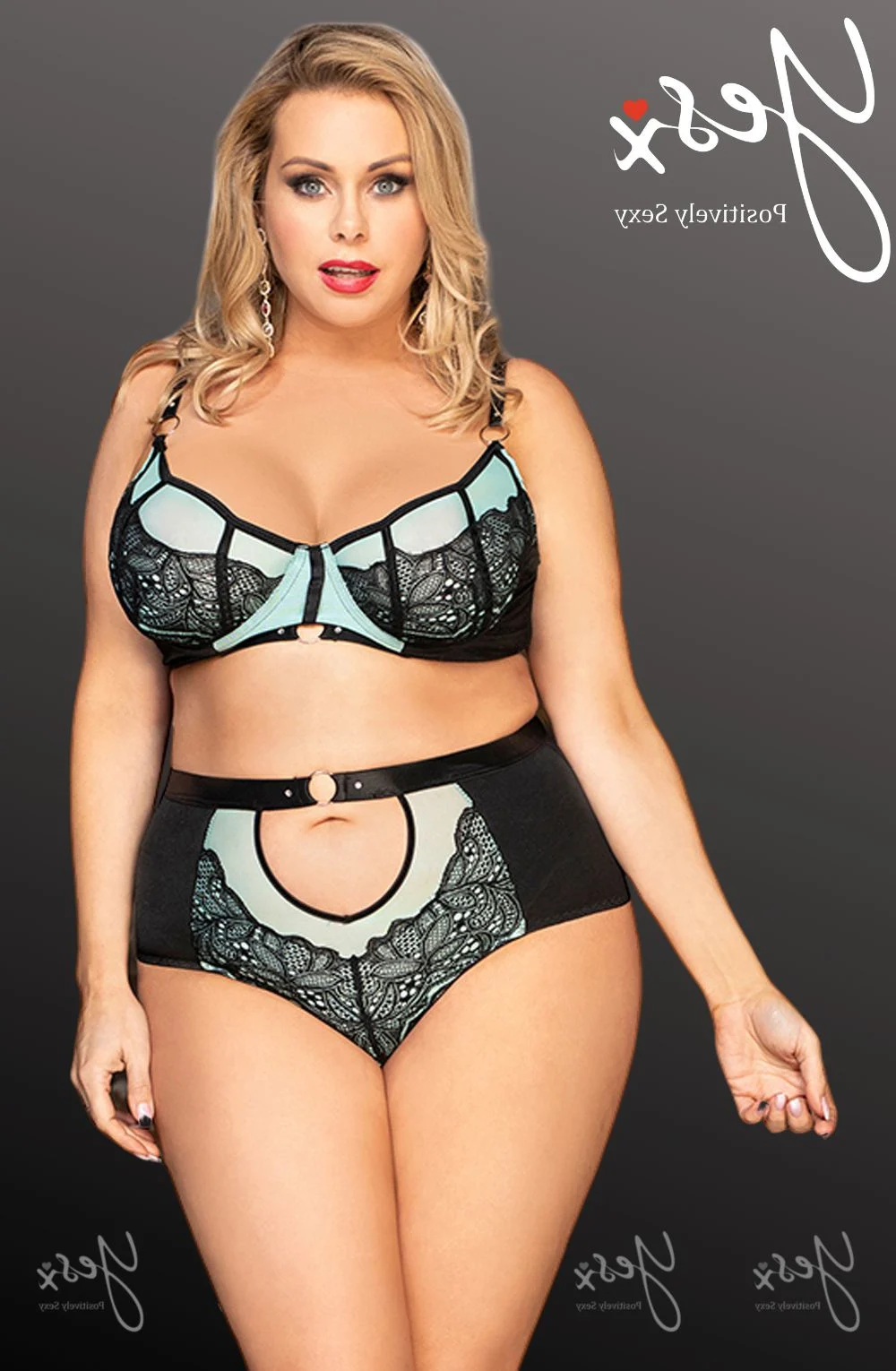 image 10 of YesX YX830Q Blue Lace Bra Set - Plus Size