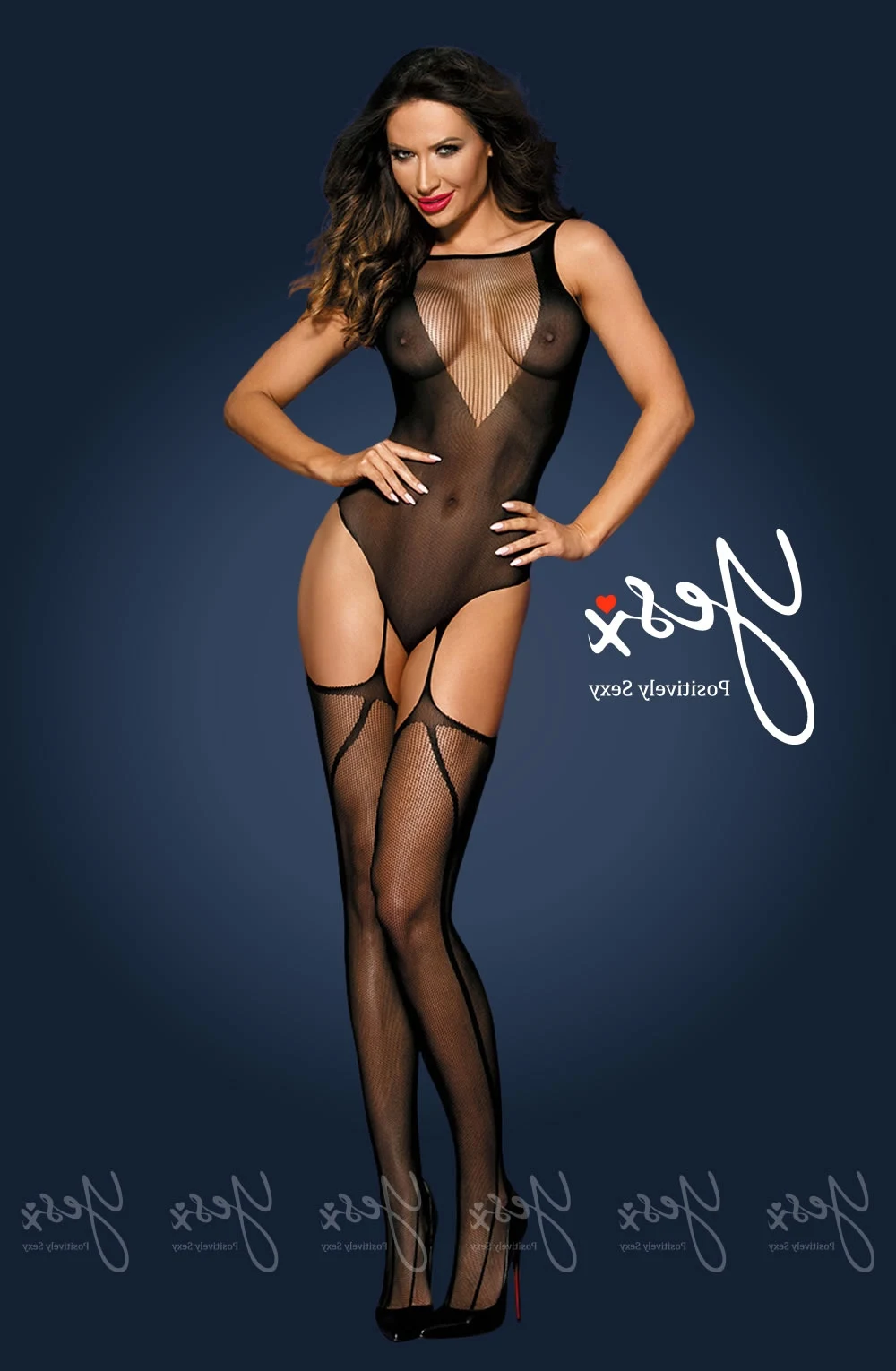 image of YesX YX179 Sheer Black Bodystocking - Backless Teddy & Stockings