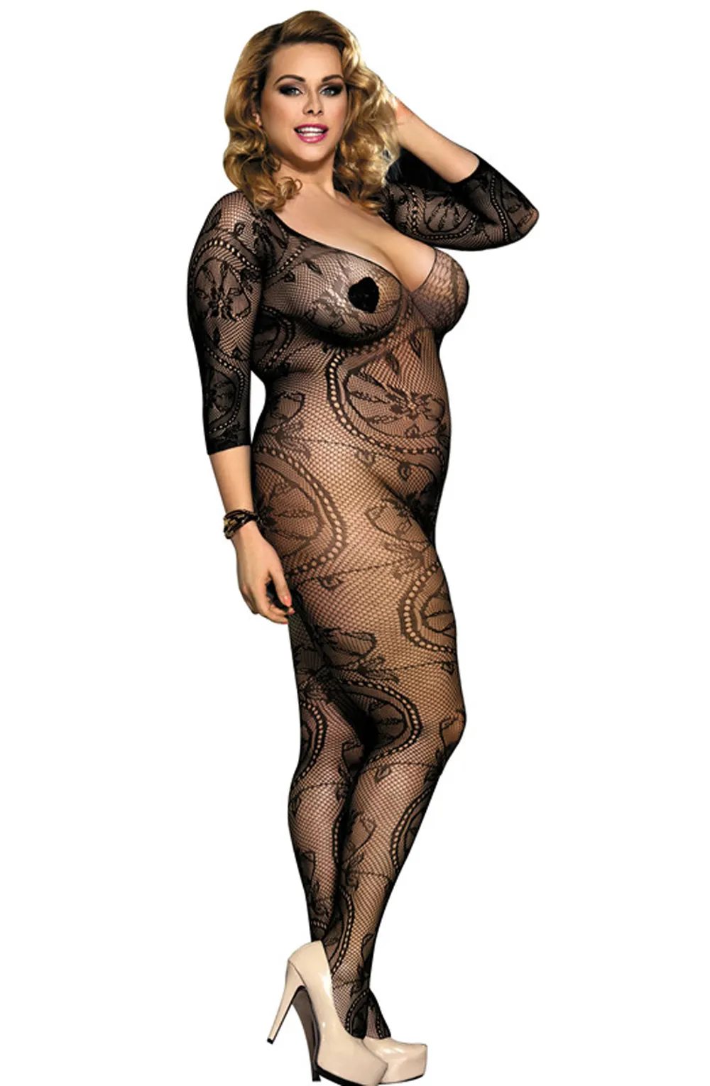 image 5 of YesX YX812Q Bodystocking - Seductive All-Over Patterned Nylon Hosiery