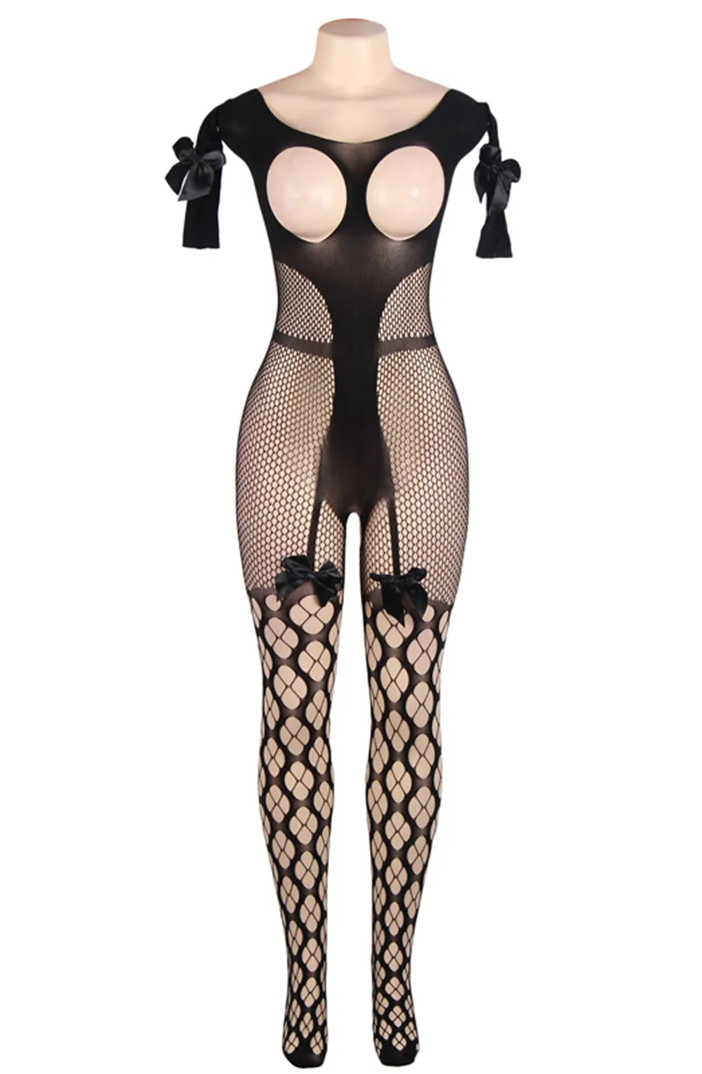 image 4 of YesX YX815 Patterned Three Quarter Sleeve Bodystocking