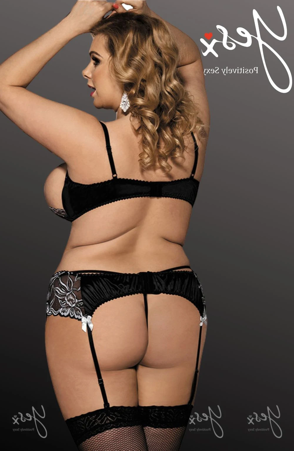 image 2 of YesX YX825Q Embroidered Bra Set with Thong and Suspender Belt