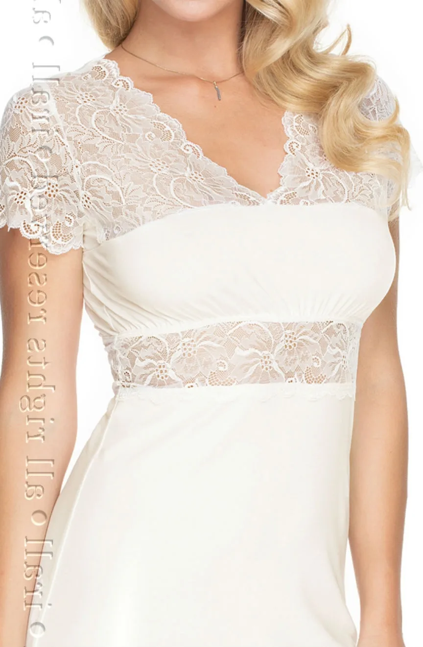 image 3 of Irall Cameron Cream Nightdress - Soft Lace Plus Size Nightwear