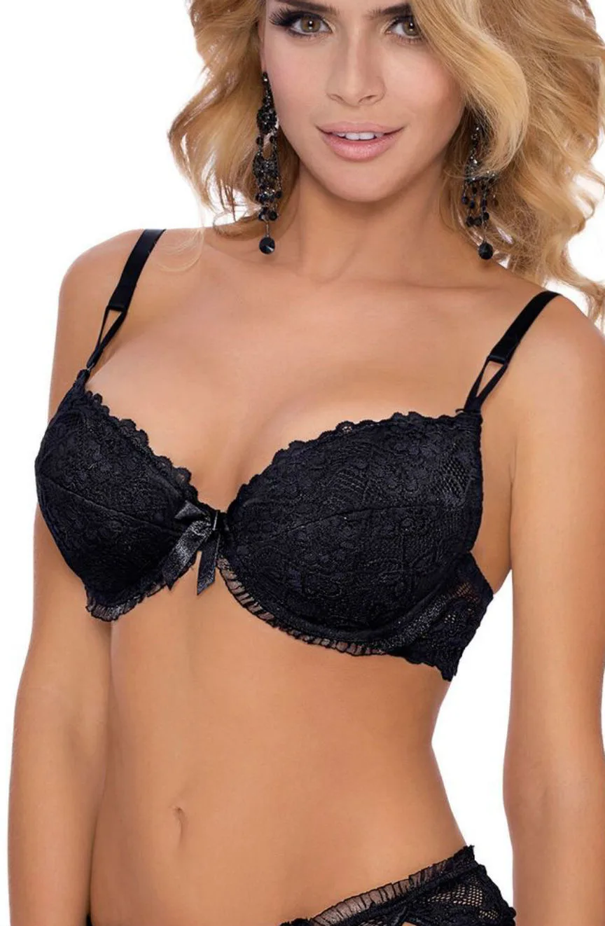 image 2 of Roza Carmen Push Up Bra with Matching Thong - Black/White