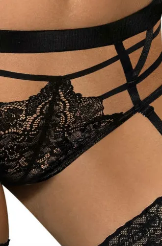 image 5 of Roza Cyria Black Lace Suspender Brief - Sensual Elegance