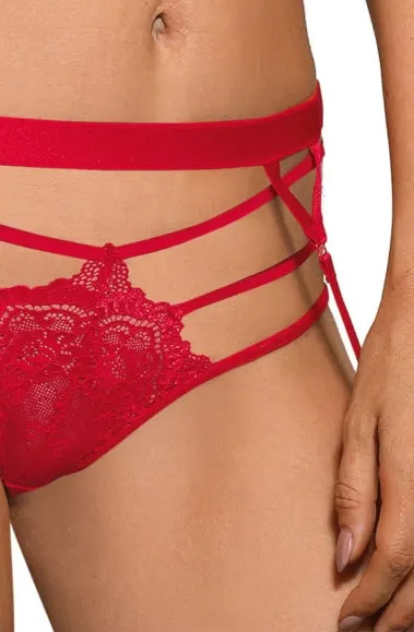 image 3 of Roza Cyria Red Geo Suspender Belt - Seductive Bedroom Hosiery