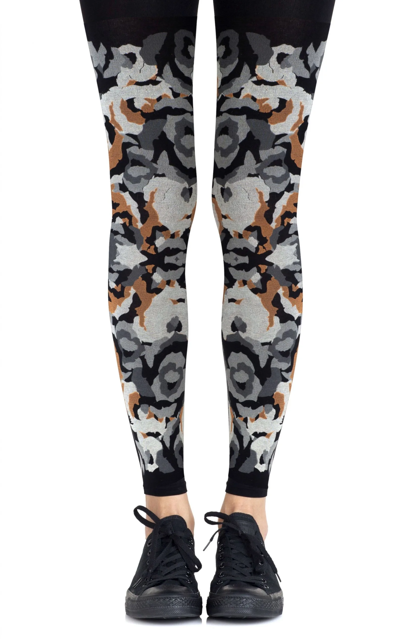 Zohara Earth Goddess Grey Orange Tights - 100 Denier