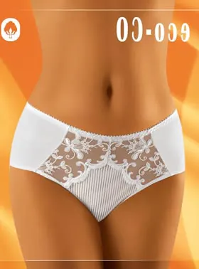 image of Wolbar Eco-Co White Briefs with Sheer Lace Embroidery - Stretchy Comfort