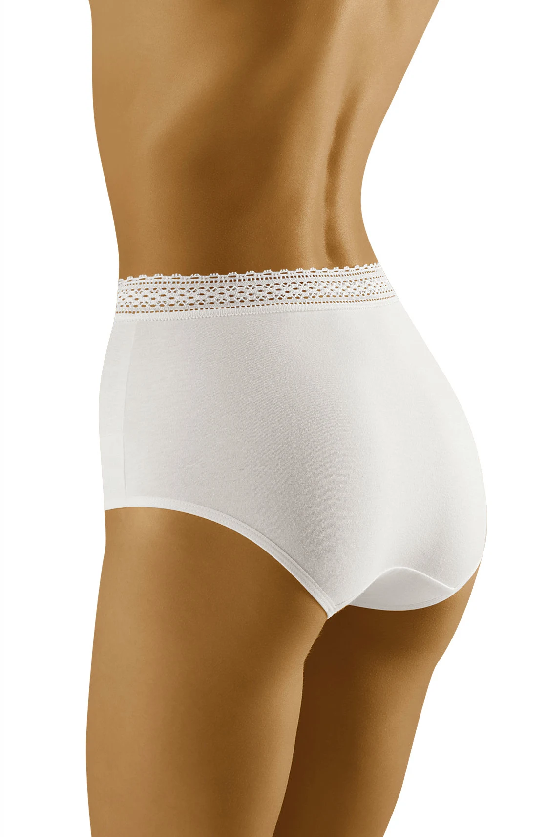 image 4 of Wolbar EC-002 High Waist Lace Trim Brief White