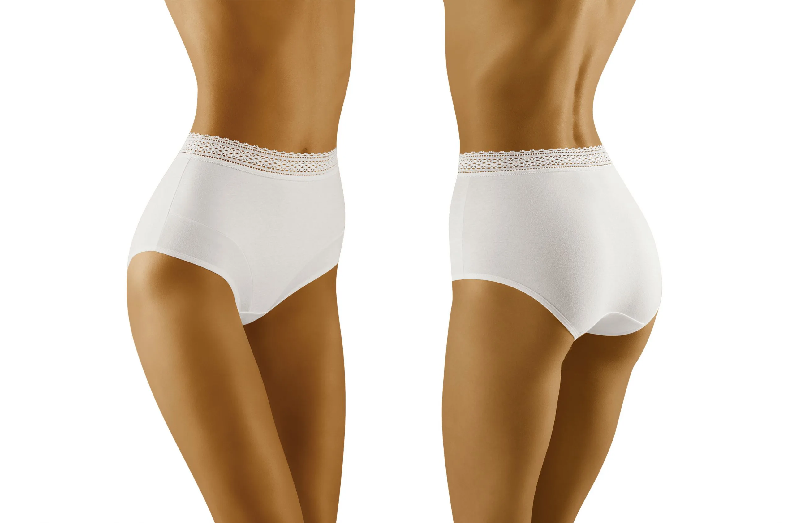 image 6 of Wolbar EC-002 High Waist Lace Trim Brief White