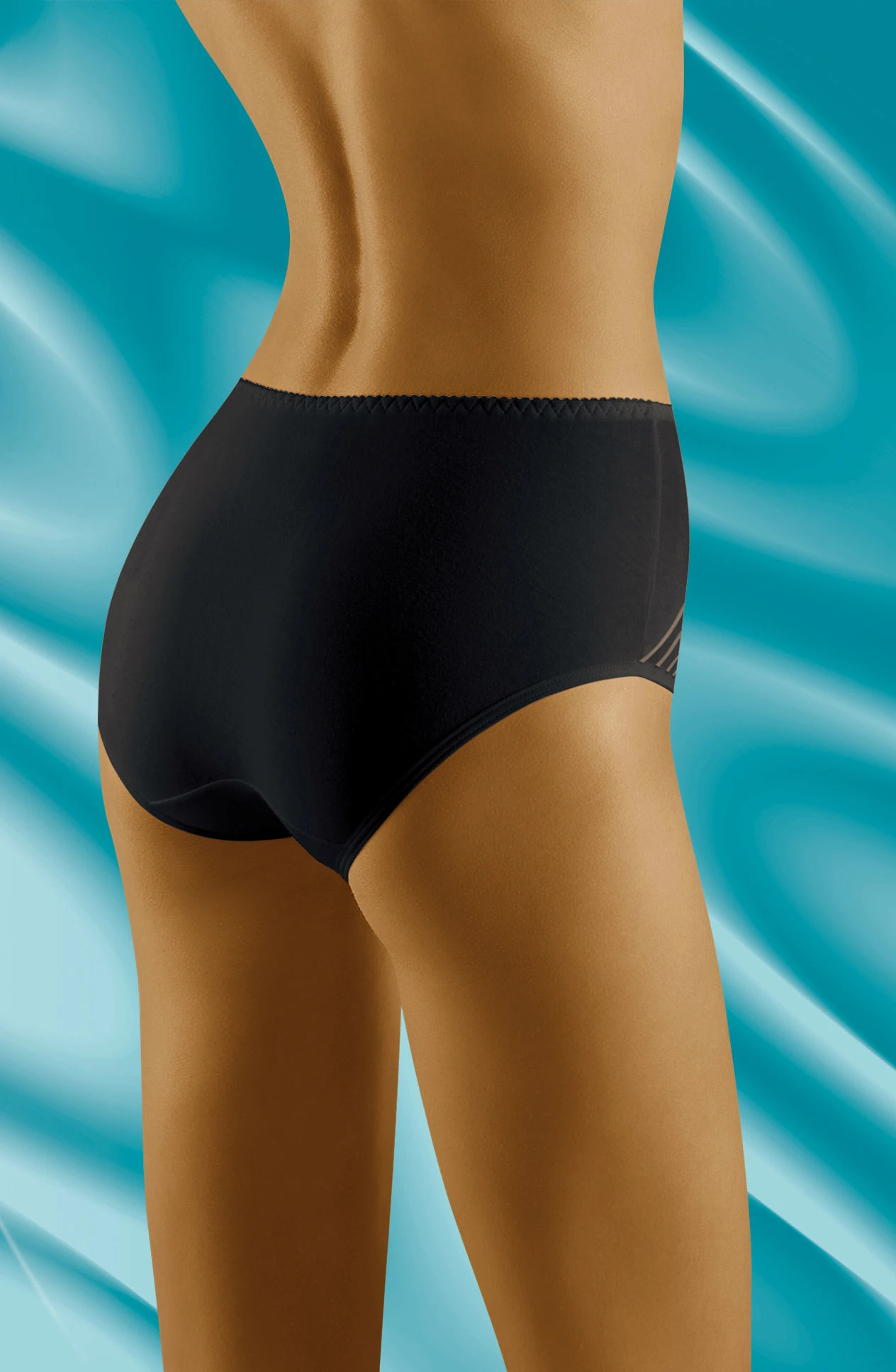 image 3 of Wolbar Eco-Ma Black Cotton Stripe Briefs - Plus Sizes Available