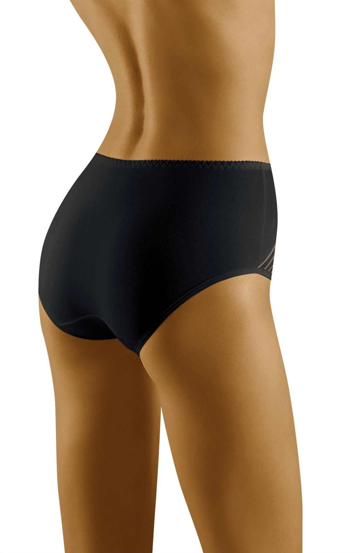 image 4 of Wolbar Eco-Ma Black Cotton Stripe Briefs - Plus Sizes Available