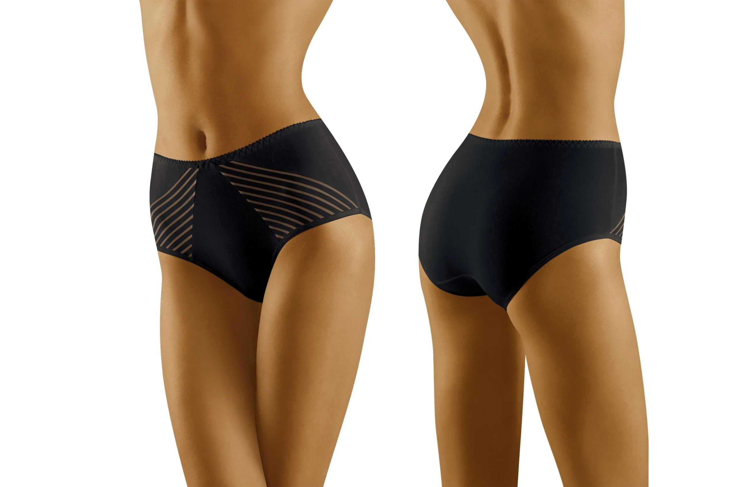 image 6 of Wolbar Eco-Ma Black Cotton Stripe Briefs - Plus Sizes Available