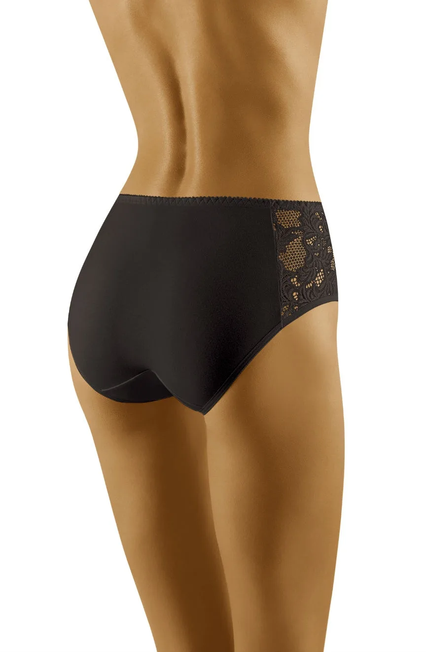 image 2 of Wolbar Eco-Vu Black Cotton Lace Brief for Plus Size Women