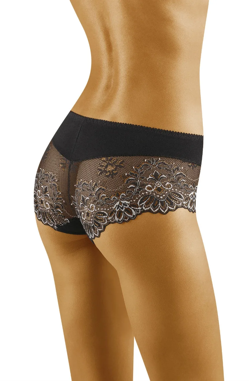 image 2 of Wolbar Eco-Zu Black Cotton Lace Shorts - 90% Cotton