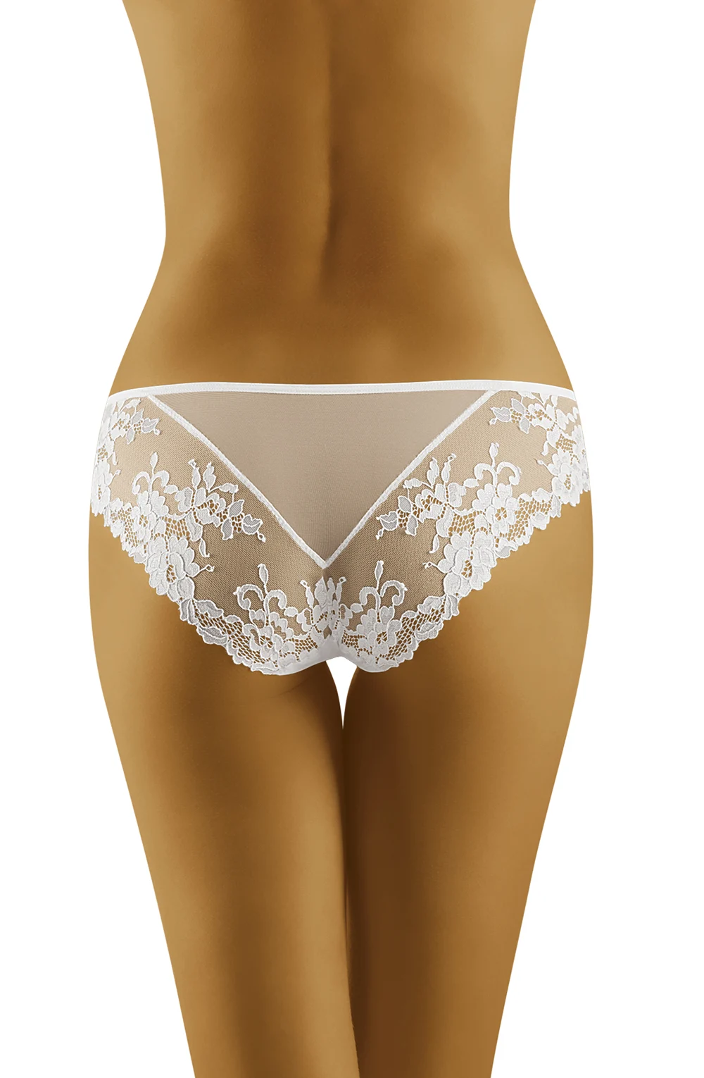 image 2 of Wolbar Elen Sheer Mesh Lace Brief - Soft & Delicate - White & Black