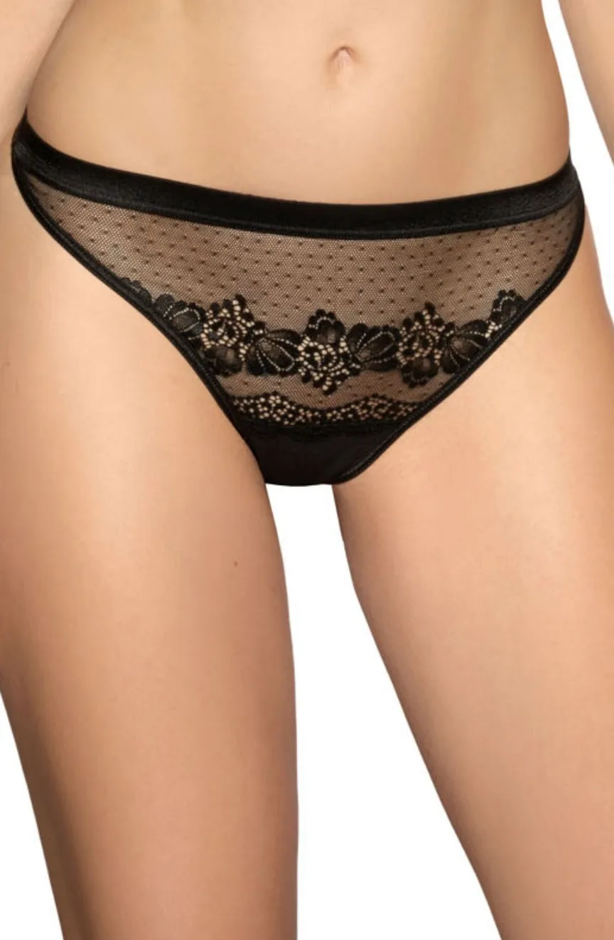 Roza Ellba Black Lace Thong - Seductive Lingerie