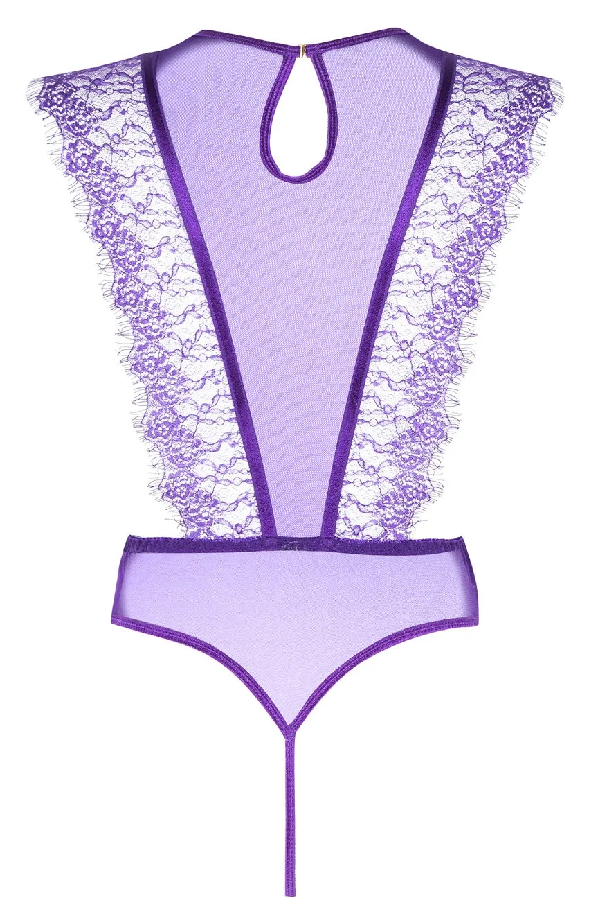 image 5 of Beauty Night BN6563 Emiliana Sexy Lace Teddy in Rich Purple