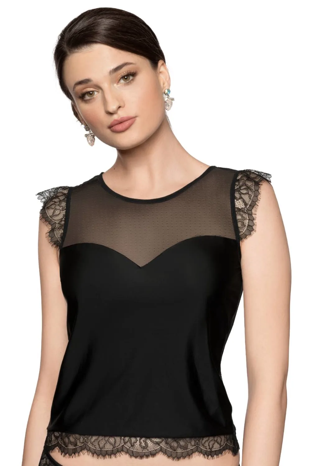 image 3 of Roza Erii Soft Lace Shirt - Black