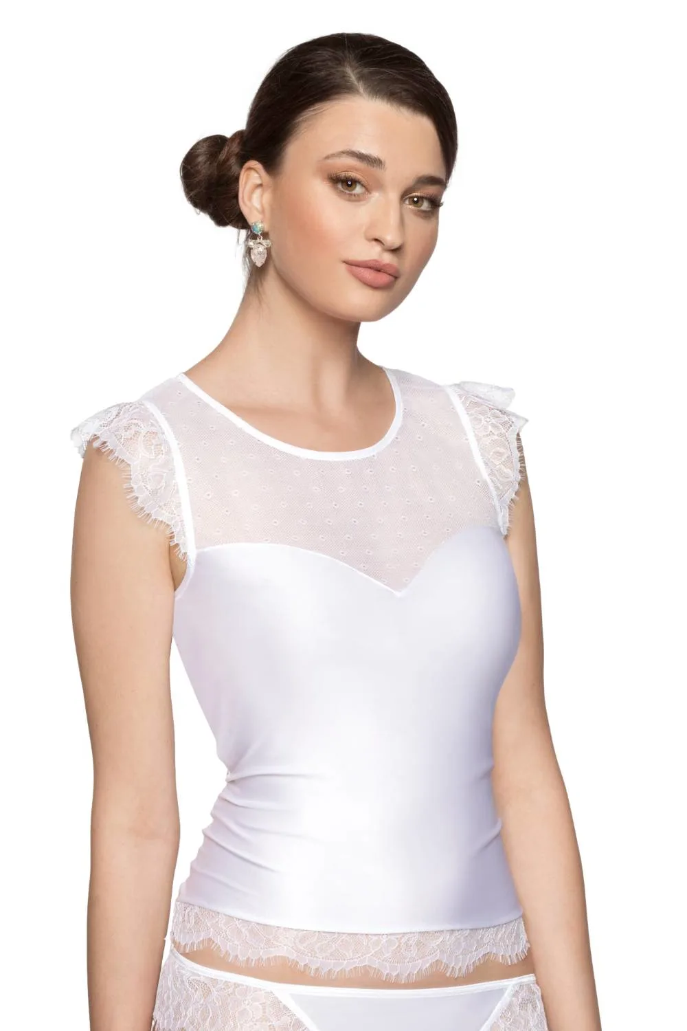 image 5 of Roza Erii Soft Lace Shirt - White (Ideal for Everyday & Bridal)