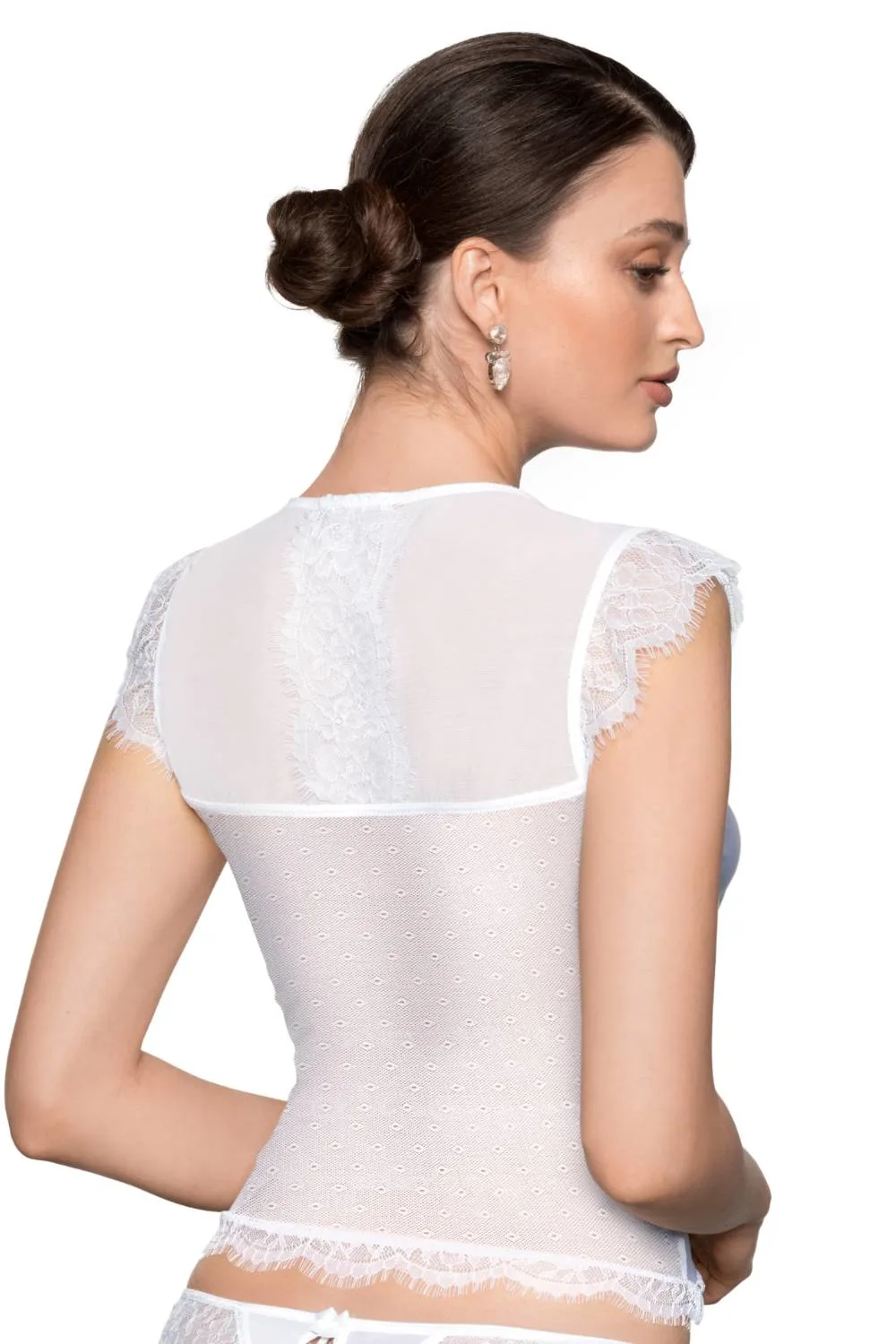image 6 of Roza Erii Soft Lace Shirt - White (Ideal for Everyday & Bridal)
