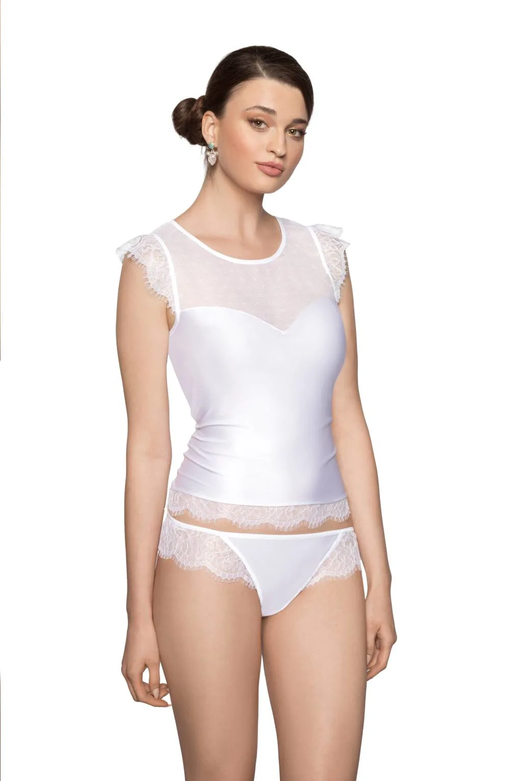 image of Roza Erii Soft Lace Shirt - White (Ideal for Everyday & Bridal)