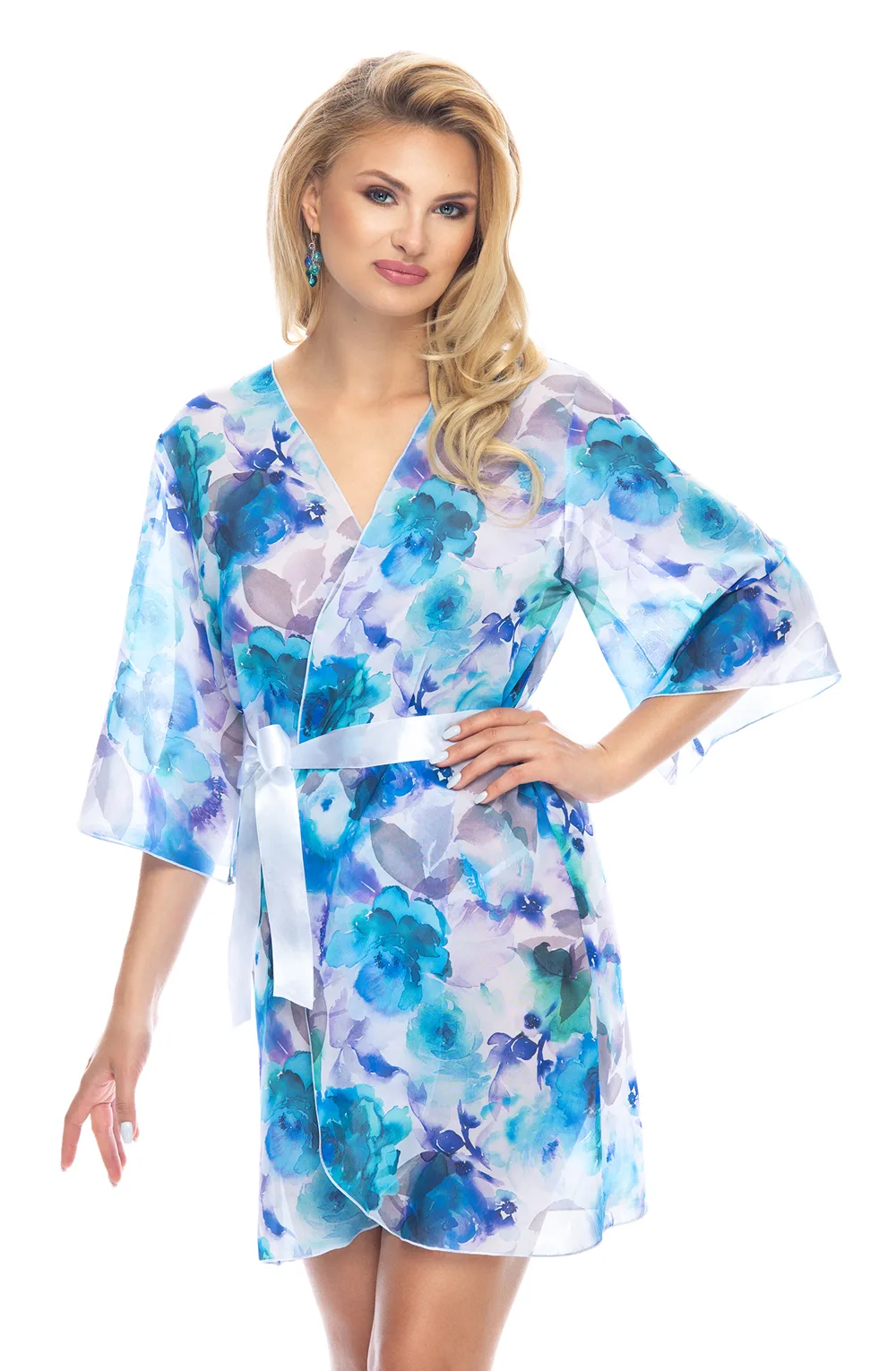 Irall Kasumi I Blue Floral Robe - Luxe Bedroom Lounge Wear