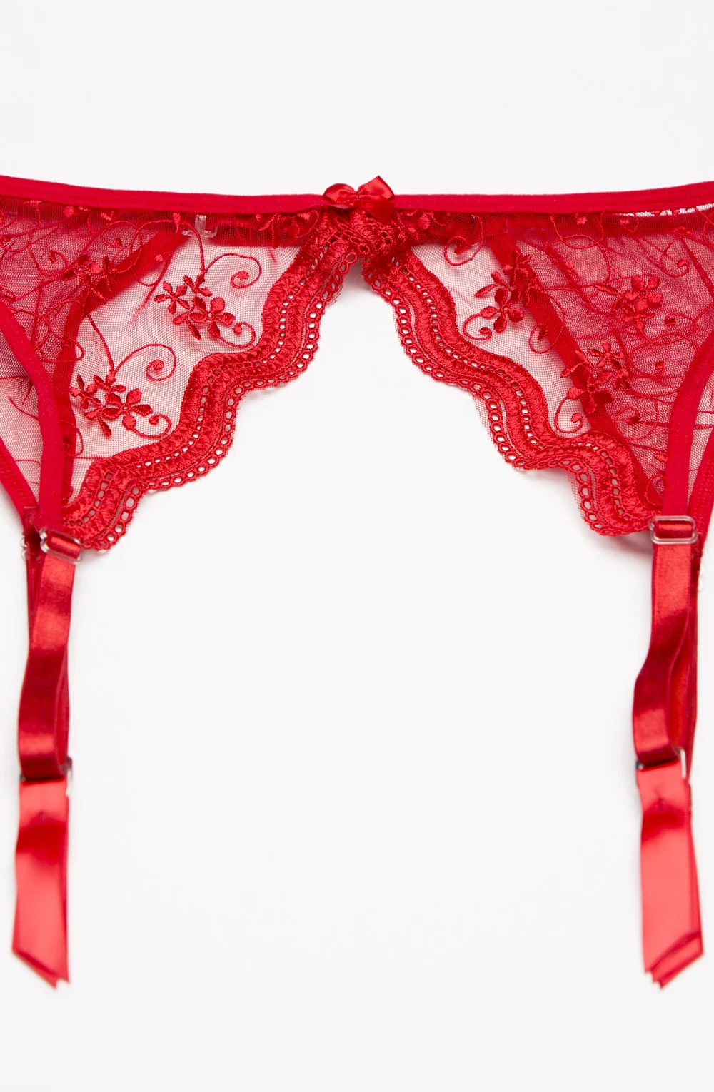 image 2 of Shirley of Hollywood 622 Scalloped Garter Belt - Red Beauty