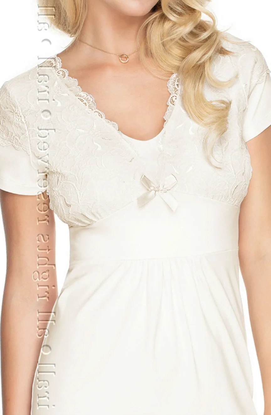 image 2 of Irall Gia Cream Nightdress - Soft Touch Lace - Plus Sizes