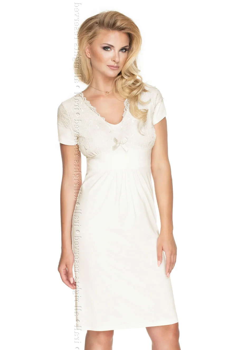 Irall Gia Cream Nightdress - Soft Touch Lace - Plus Sizes