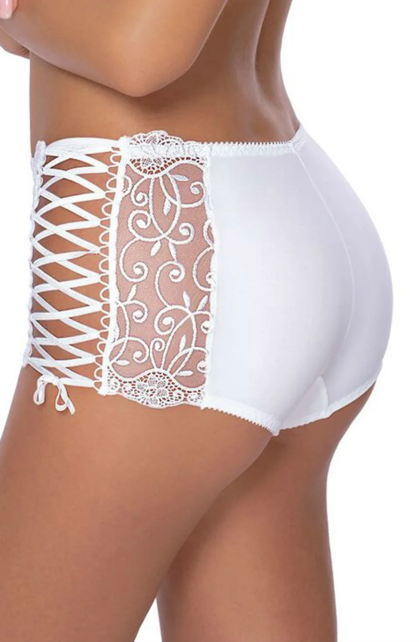 image 3 of Roza Ginewra White Bridal Lace Shorts - Soft, Stretchy and Elegant