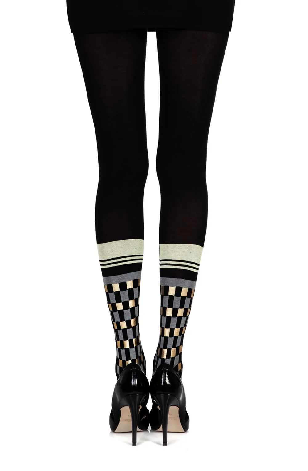 image 2 of Zohara Socks Print Opaque Black Tights - 100 Denier