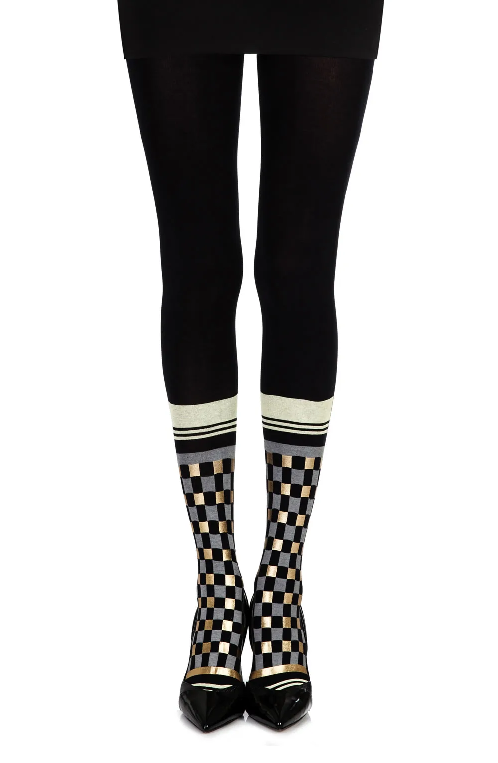 image 3 of Zohara Socks Print Opaque Black Tights - 100 Denier