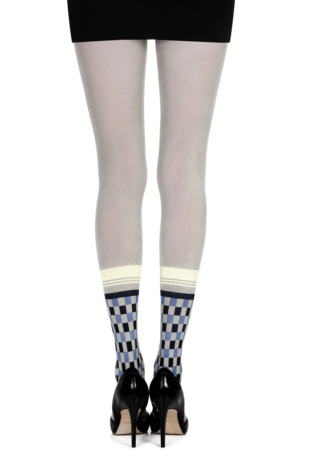 image 2 of Zohara Socks Print Grey Tights - Colorful Leg Design