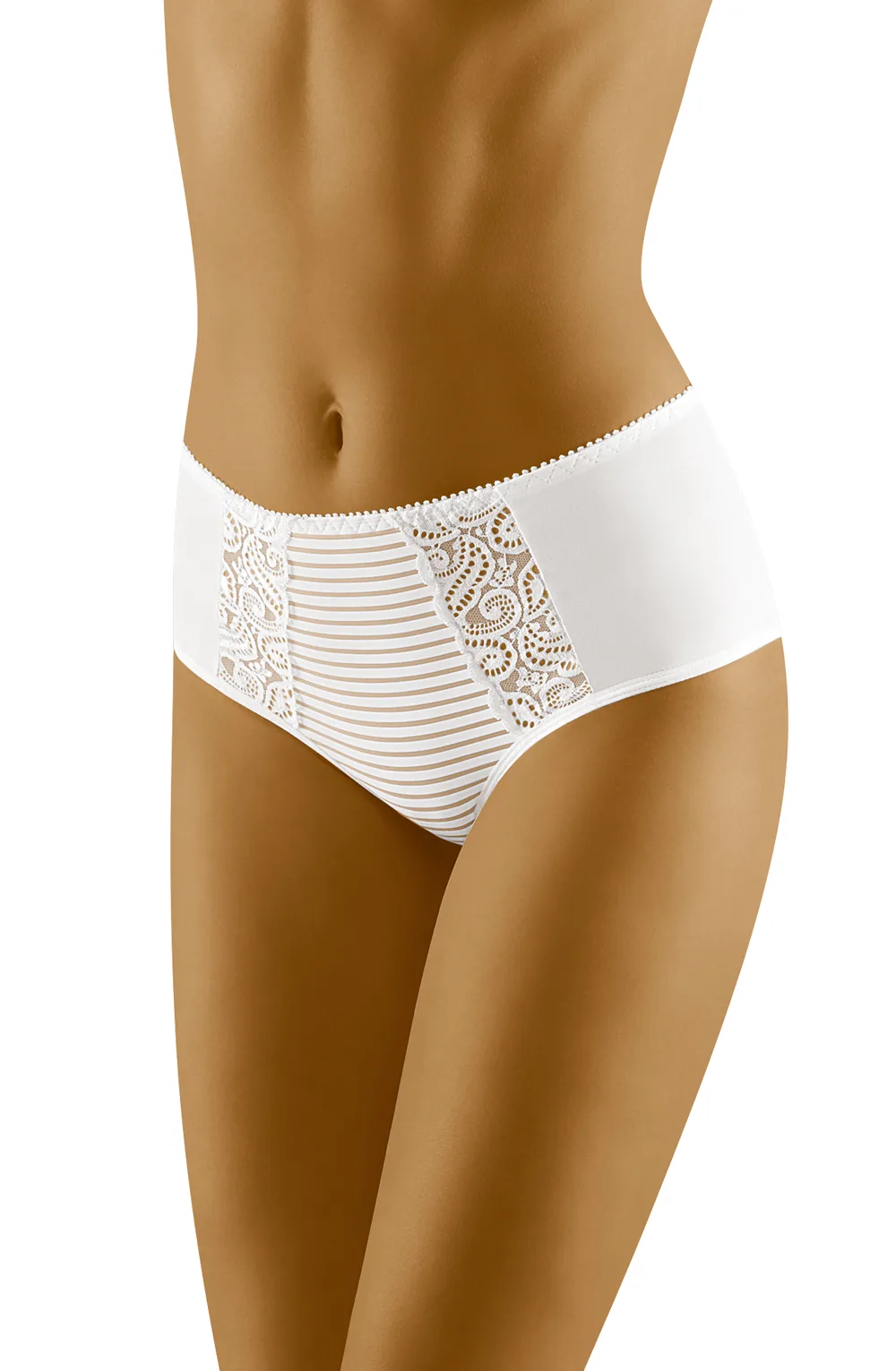 image of Wolbar Hula High Cut Mesh Brief in White (Everyday - Briefs)