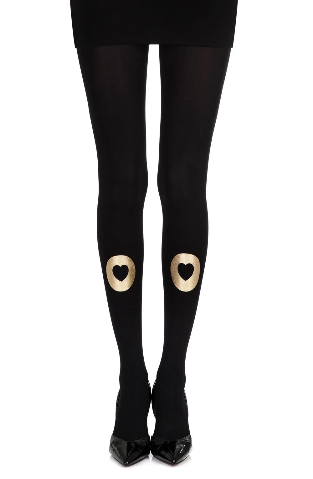 Zohara Black Heart Print Tights  Stylish and Opaque