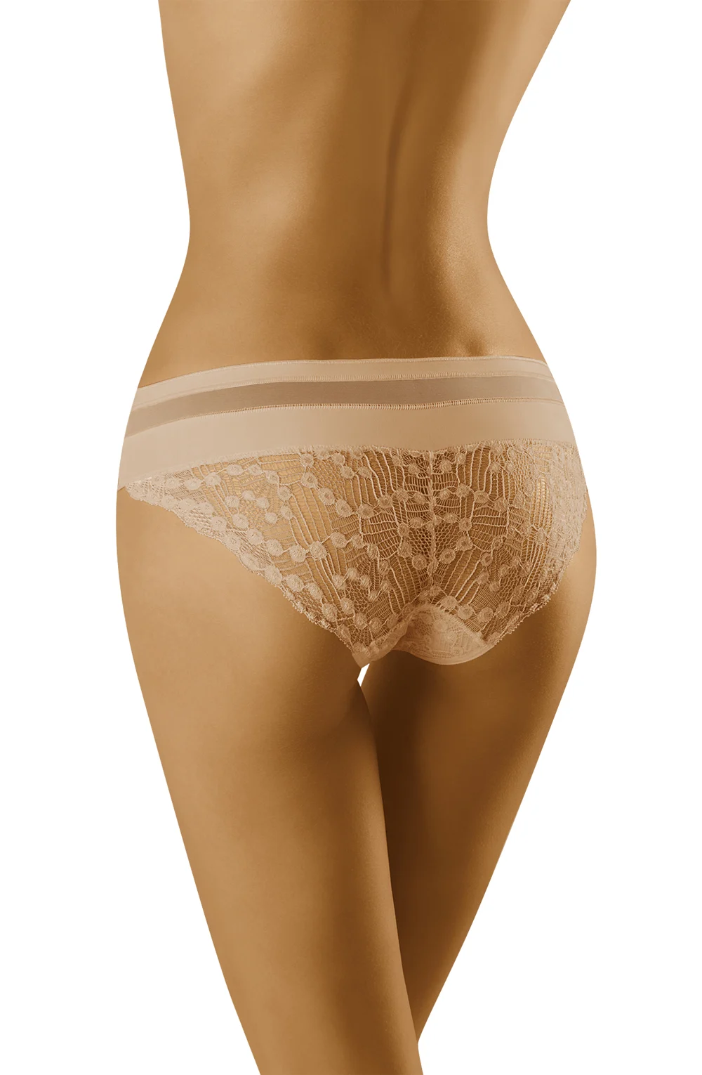 image 2 of Wolbar Leda Lace Trimmed Beige Briefs