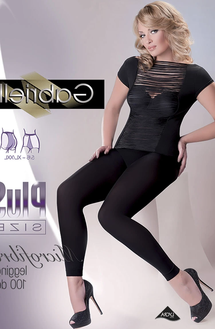 image 3 of Gabriella Plus Size Leggings - Nero 100 Denier Stretch Microfibre