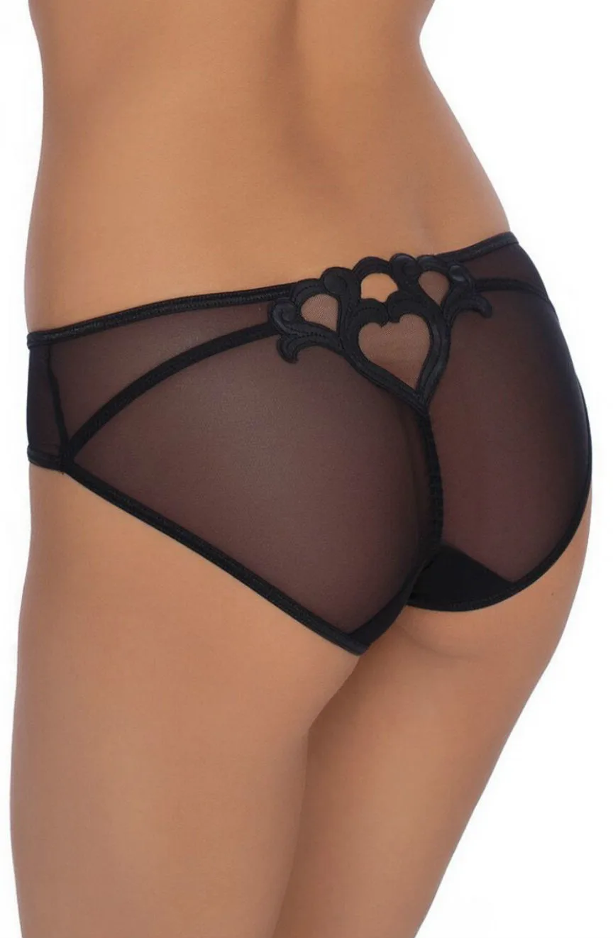 image 2 of Roza Lica Sheer Mesh Heart Brief - Black (Everyday/Bedroom Wear)