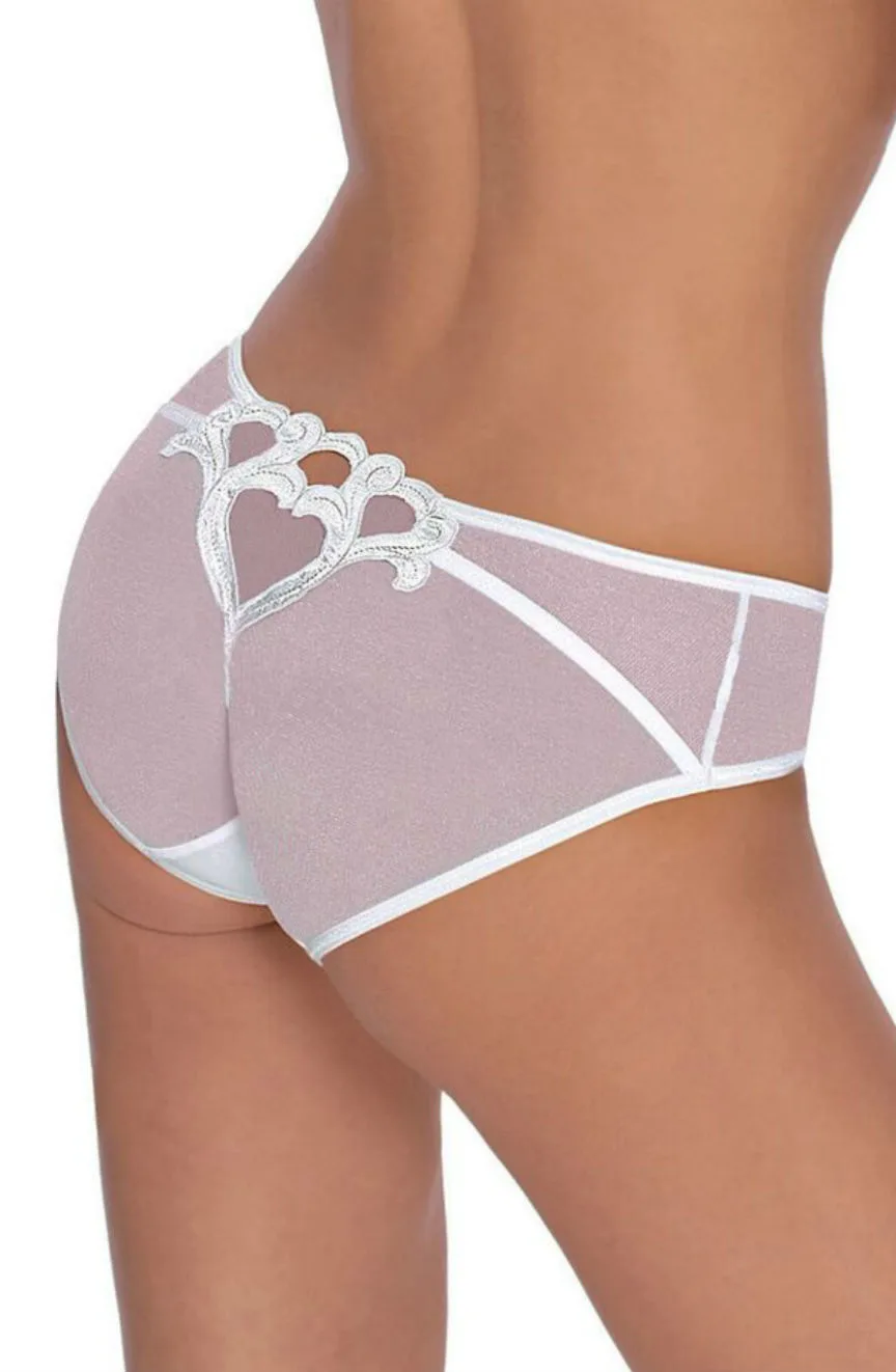 image 2 of Roza Lica Sheer Bridal Brief - Luxe Heart Embroidery