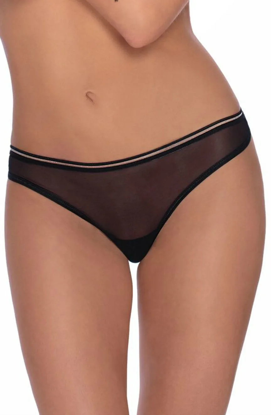 image of Roza Lica Black Sheer Mesh Thong for Bedroom Wear & Everyday Use