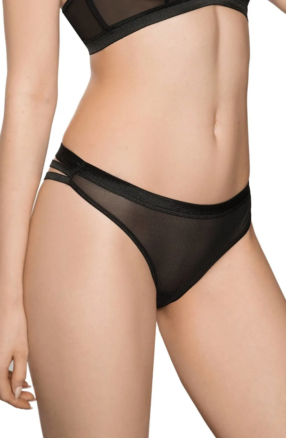 image 5 of Roza Lisbet Soft Stretch Flower Thong  Black