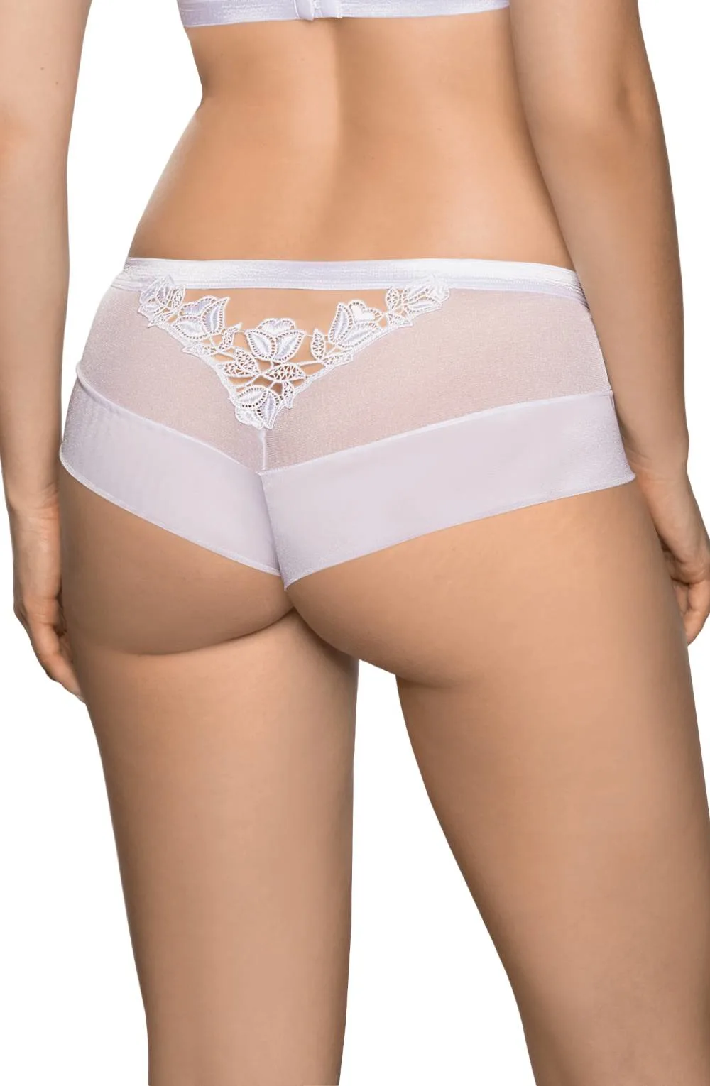 image 4 of Roza Lisbet White Floral Back Brief - Soft Stretch Fabric